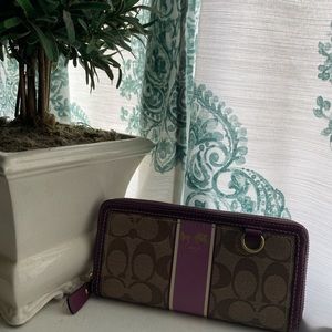 Coach large accordion wallet. Purple